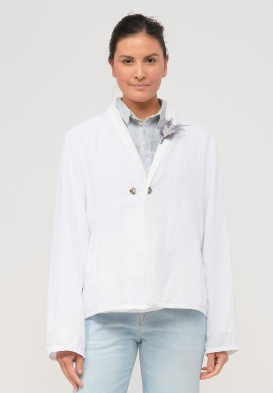 Umit Unal Linen Patchwork Jacket in White