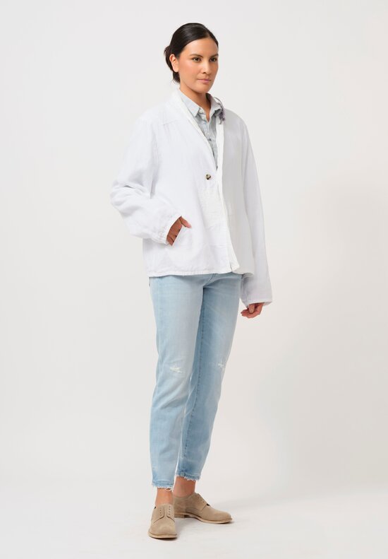 Umit Unal Linen Patchwork Jacket in White	