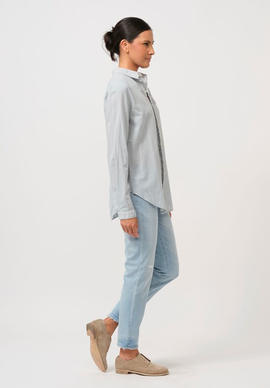 Umit Unal Hand-Stitched Cotton Shirt in Light Blue	