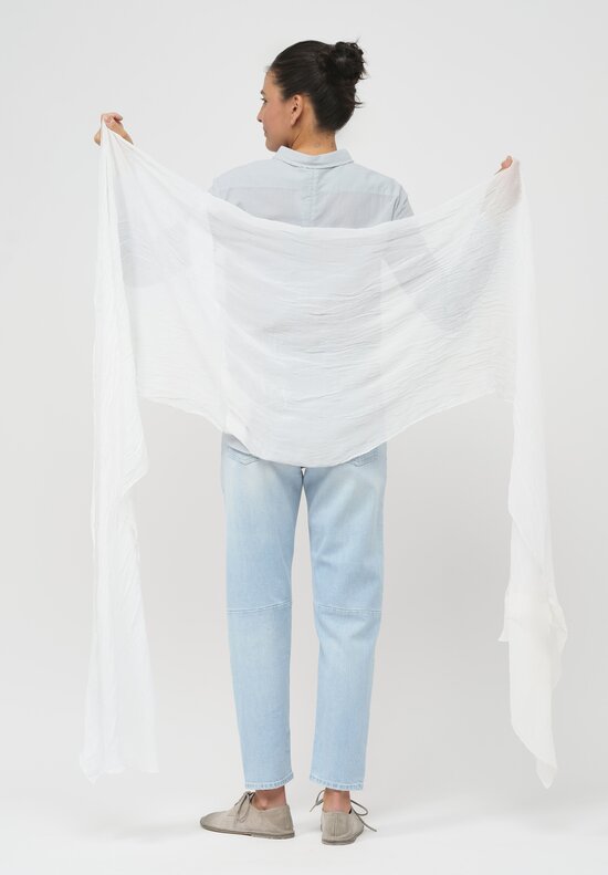 Umit Unal Hand-Stitched Silk Scarf in White