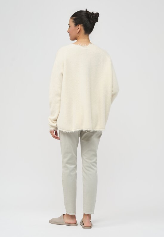 Rundholz Oversized Raccoon Hair Knit Sweater in Callas White	