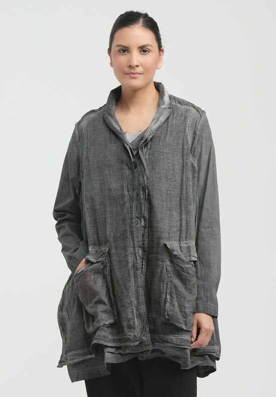 Rundholz Double-Faced Cotton Shirt Jacket in Coal Cloud Grey	