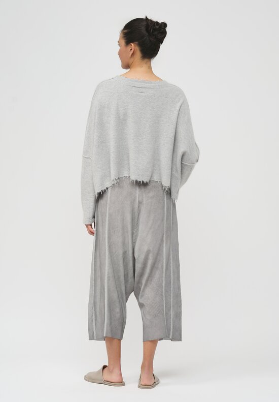 Rundholz Dip Cropped Raccoon Knit Pullover in Coal Cloud Grey	