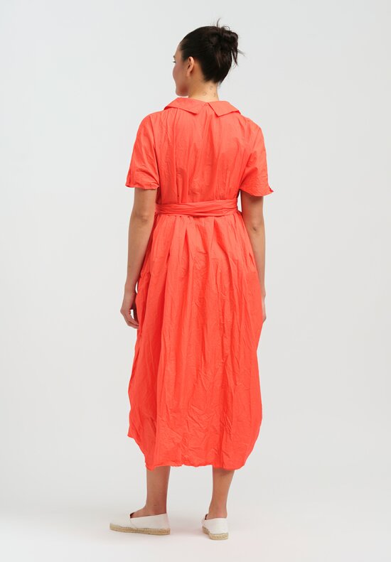 Daniela Gregis Washed Cotton Manichina Dress in Glow Red	