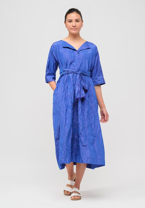 Daniela Gregis Washed Silk Operaio Note Dress in Royal Blue	