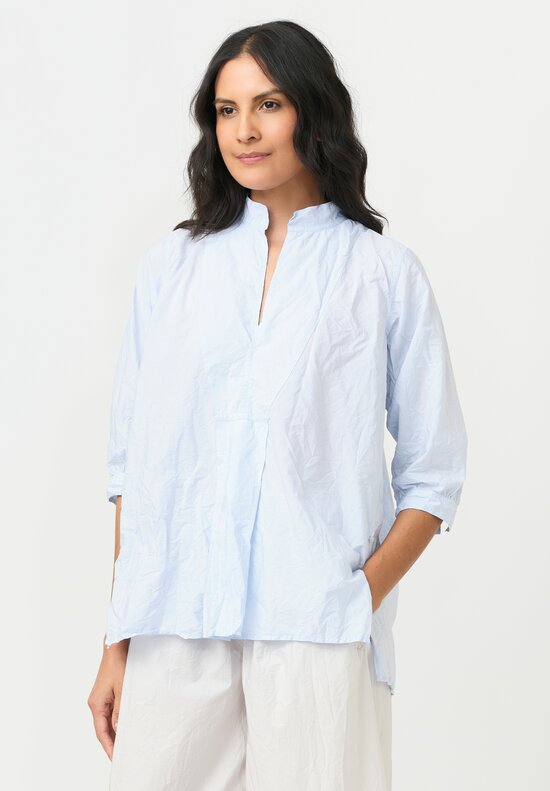 Daniela Gregis Washed Cotton Kora Top in Azzurro Blue