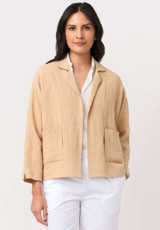 Daniela Gregis Linen Peonia Nido Jacket in Miele Brown