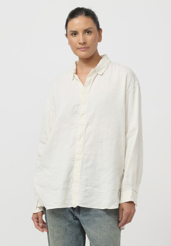 Cottle Hemp & Cotton Champetre Bouquet Shirt in Ecru White	