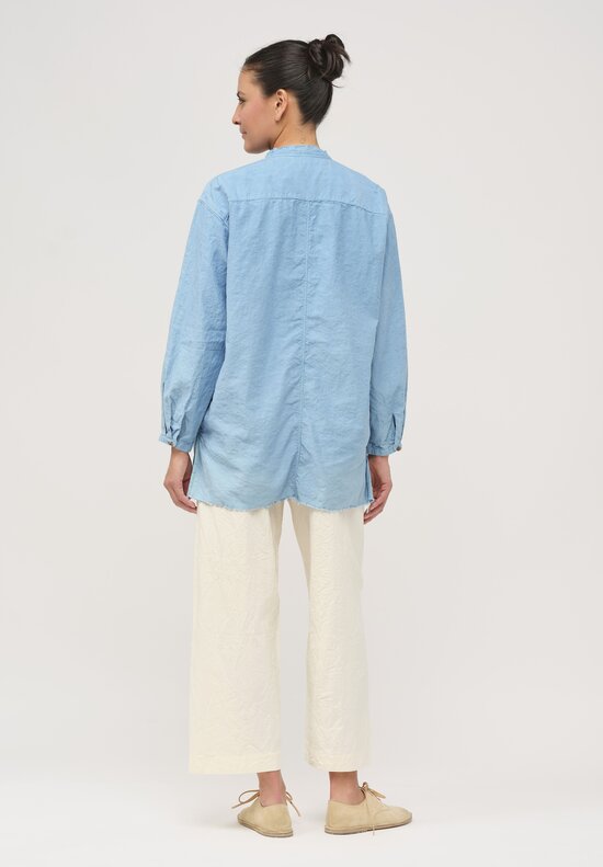 Cottle Silk & Hemp Leaf Vein Reversible Jacket in Asagi Blue	