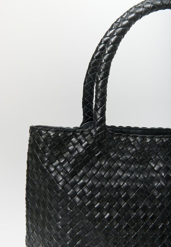 Officine Creative Small Woven Leather Class Tote Bag in Nero	