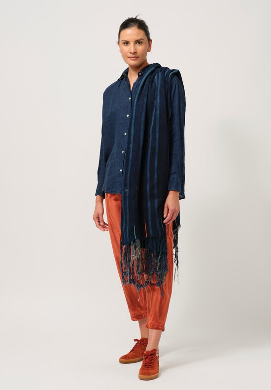 Gilda Midani Linen Square Shirt in Medium Blue