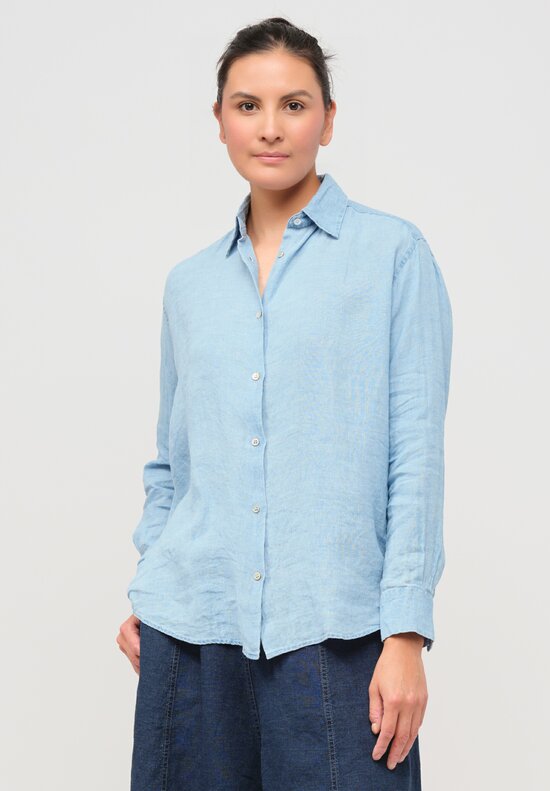 Gilda Midani Linen Square Shirt in Light Blue	
