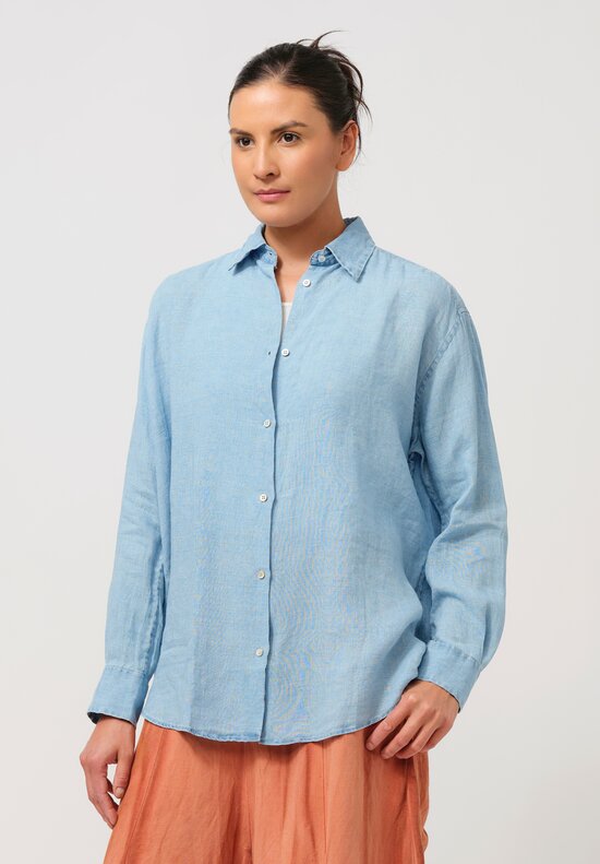 Gilda Midani Linen Square Shirt in Light Blue