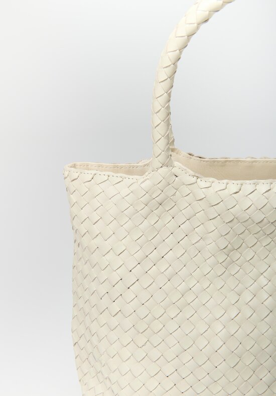 Officine Creative Small Woven Leather Class Tote Bag in Vapore White	