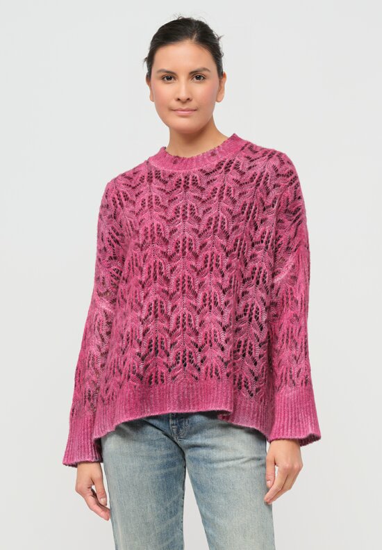 Avant Toi Cashmere & Silk Lace Knit Sweater in Nero Clematis Purple	