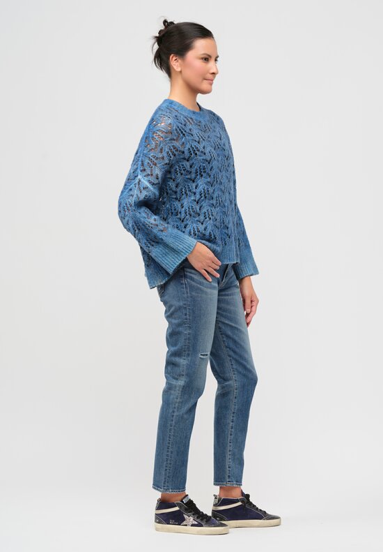 Avant Toi Cashmere & Silk Lace Knit Sweater in Nero Nigella Blue	