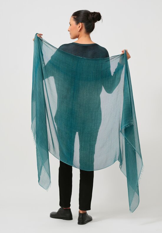 Avant Toi Hand-Painted Cashmere Sfumata Scarf in Nero Provence Green	