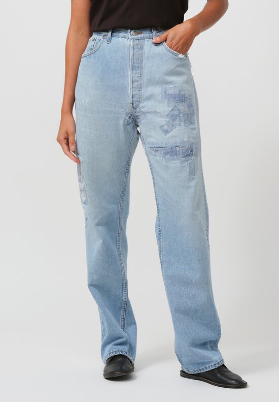 Re/Done Cotton 90's Jean in Light Wash Indigo	