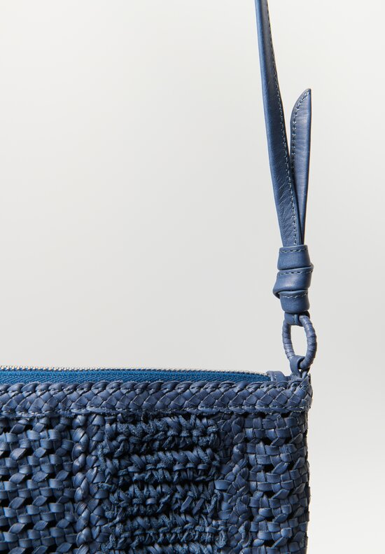 Massimo Palomba Leather Handwoven Elsa Shoulder Bag in Cobalto Blue	