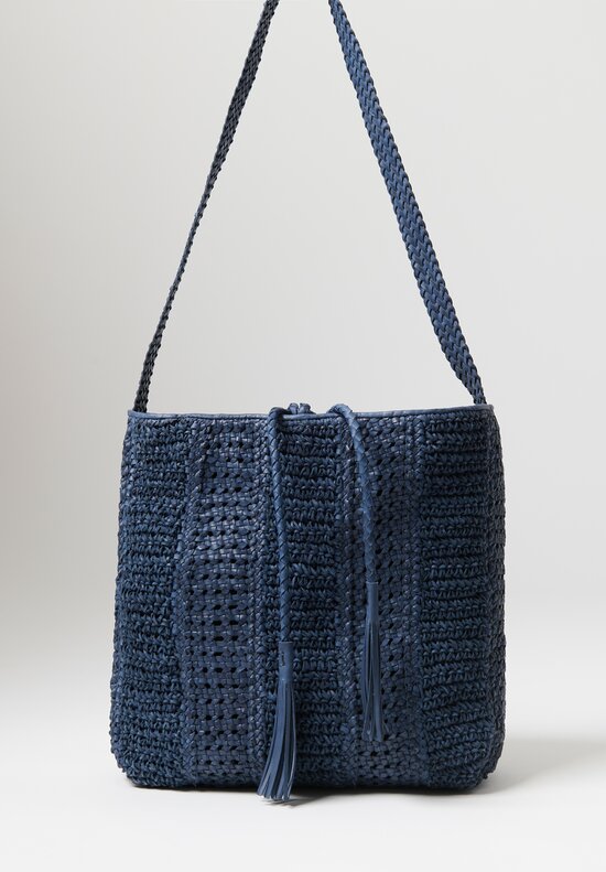 Massimo Palomba Leather Handwoven Victoria Shoulder Bag in Cobalto Blue	