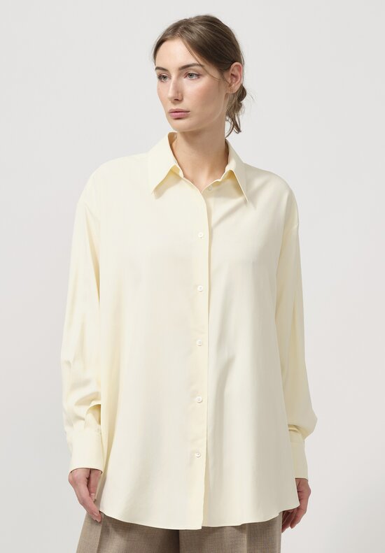 The Row Silk Andra Shirt in Bisque Cream	