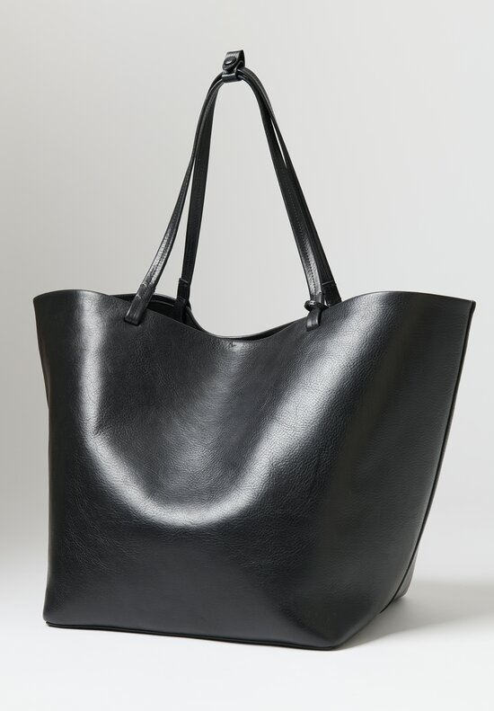 The Row Leather Park Tote Bag in Black	