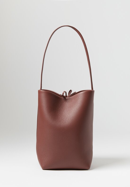 The Row Leather Park Bucket Bag in Burnt Wood Brown	