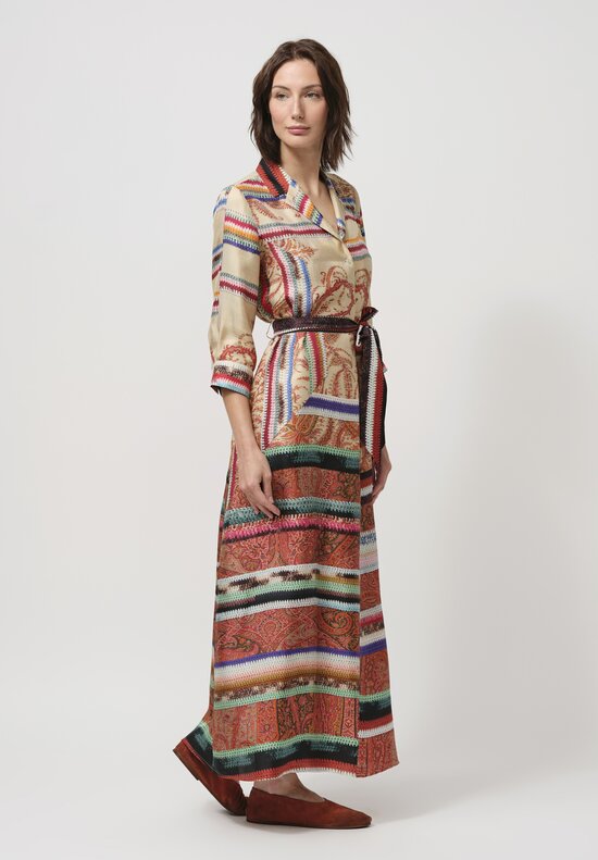 Pierre-Louis Mascia Silk Aloe Dress in Paisley & Crochet