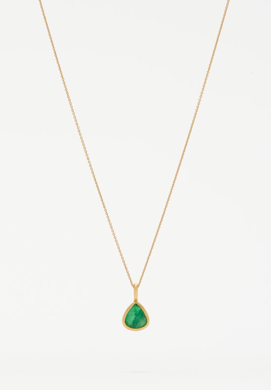 April Higashi 22k, 18k Necklace with Teardrop Emerald Pendant	