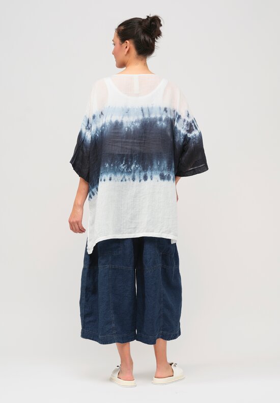 Gilda Midani Pattern-Dyed Linen Super Shirt in Deep Dive Blue