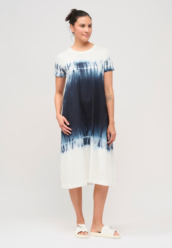 Gilda Midani Pattern-Dyed Short Sleeve Maria Dress in Deep Dive Blue
