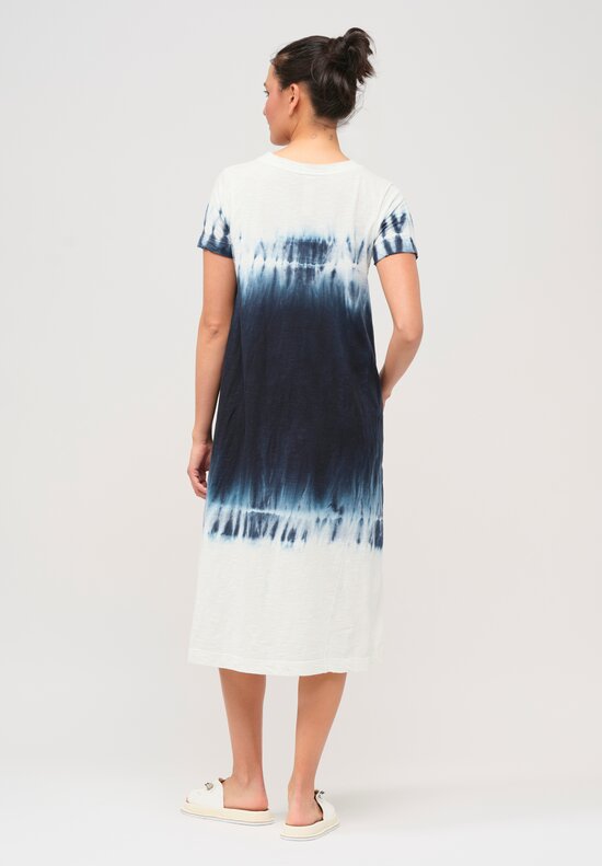Gilda Midani Pattern-Dyed Short Sleeve Maria Dress in Deep Dive Blue