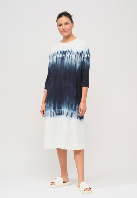 Gilda Midani Pattern-Dyed Long Sleeve Maria Dress in Deep Dive Blue