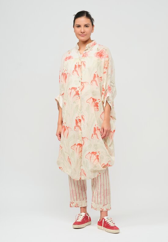 Gilda Midani Printed Cotton Square Dress in Lillies Natural	