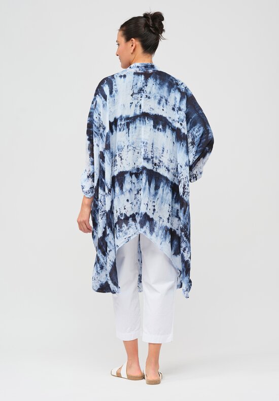Gilda Midani Pattern-Dyed Linen Square Dress in High Tide Blue	