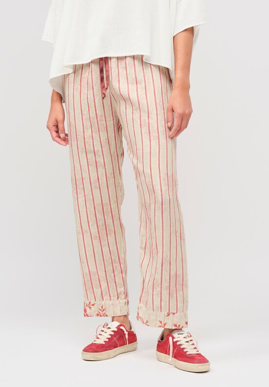 Gilda Midani Linen Pajama Slim Pants in Red Provence	