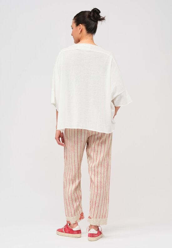 Gilda Midani Linen Pajama Slim Pants in Red Provence	