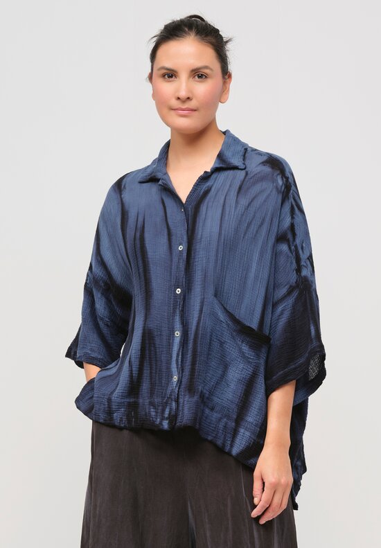 Gilda Midani Cotton Gauze River Shirt in Marble Blue