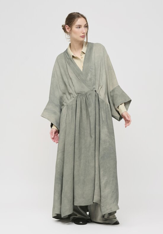 Ziggy Chen Wide Sleeve Long Dress Coat in Seafoam Grey	