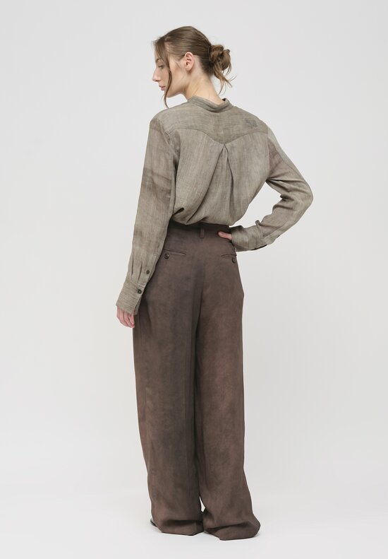 Ziggy Chen Extra Long Straight Trousers in Dark Brown	