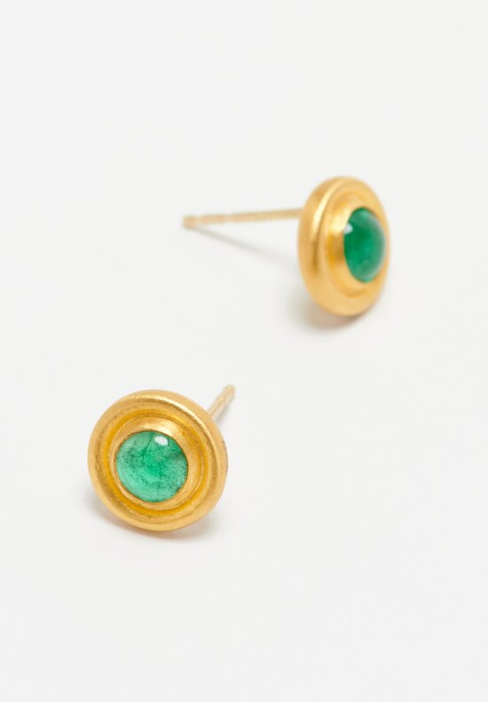 Lika Behar 24K, Emerald 'Sloane' Cabochon Stud Earrings	