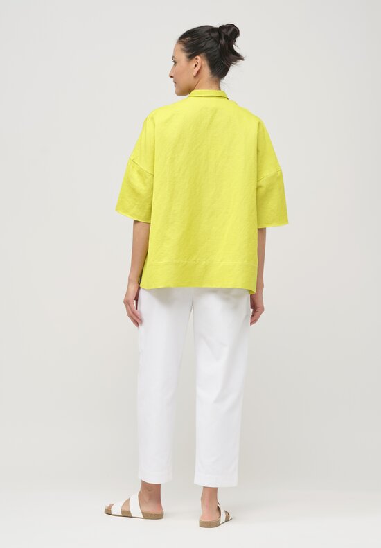 Asciari Cotton & Linen Hiera Shirt in Corn Green	