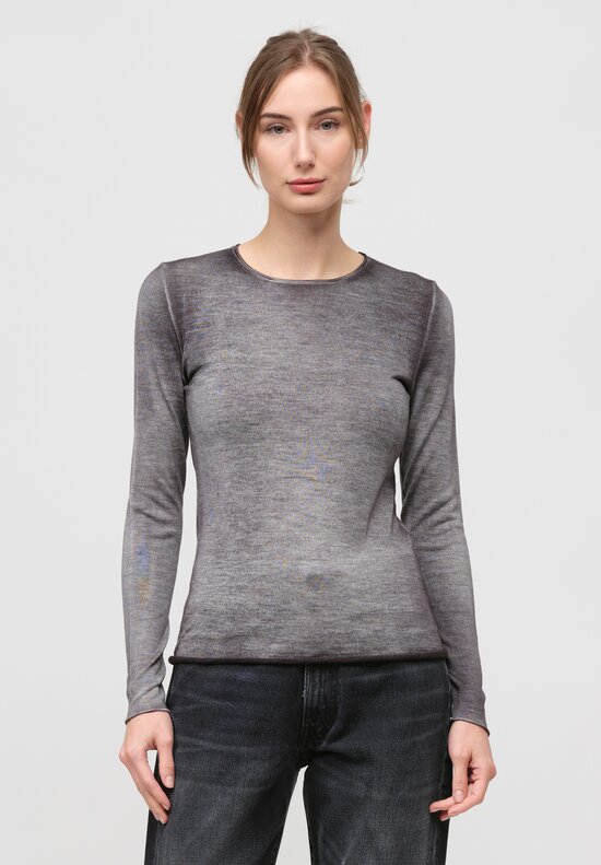 Avant Toi Cashmere & Silk Hand-Painted Sweater in Husky Grey	