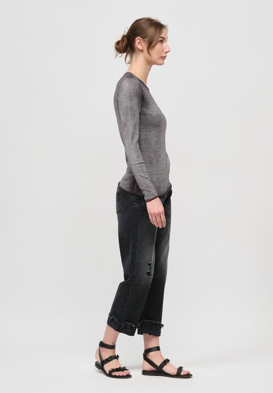 Avant Toi Cashmere & Silk Hand-Painted Sweater in Husky Grey	