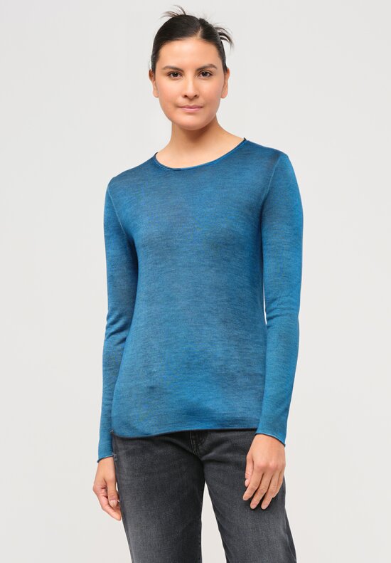 Avant Toi Cashmere & Silk Hand-Painted Sweater in Nero Nigella Blue	
