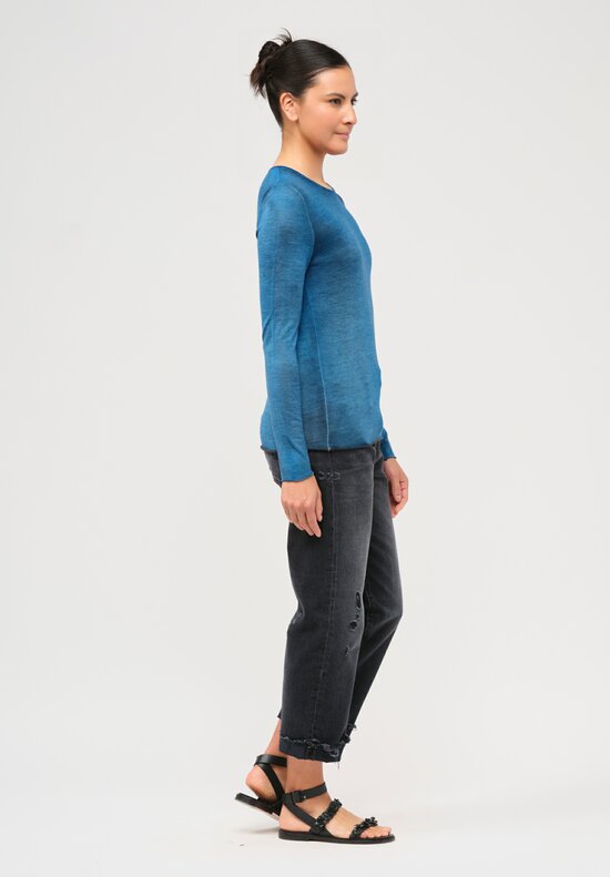 Avant Toi Cashmere & Silk Hand-Painted Sweater in Nero Nigella Blue	