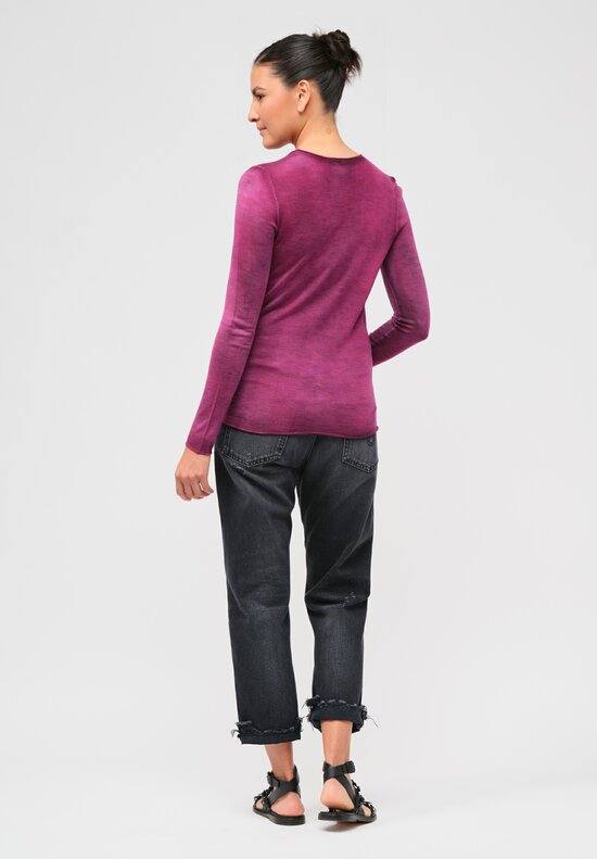 Avant Toi Cashmere & Silk Hand-Painted Sweater in Nero Clematis Purple	