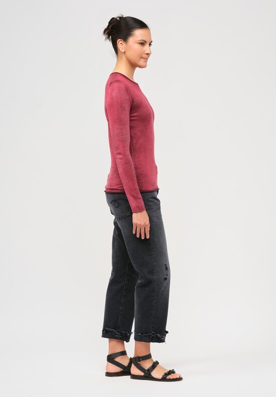 Avant Toi Cashmere & Silk Hand-Painted Sweater in Nero Camelia Red	