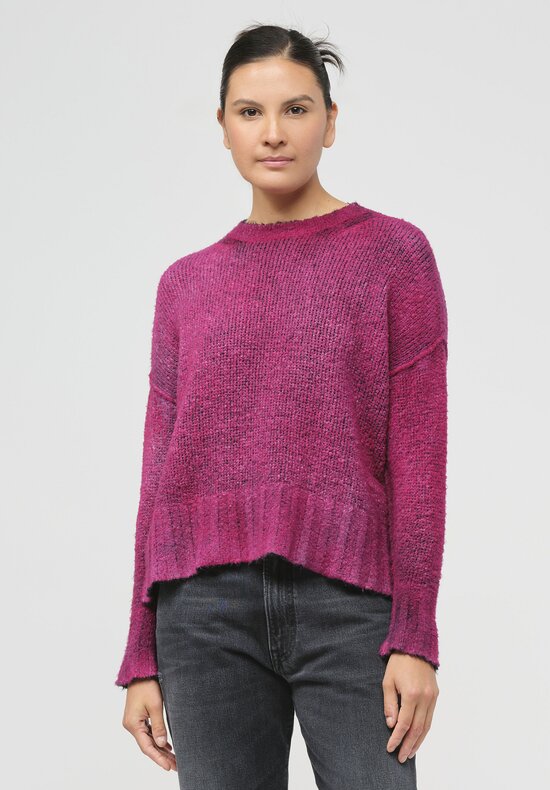 Avant Toi Cotton Hand-Painted Sweater in Nero Clematis Purple	