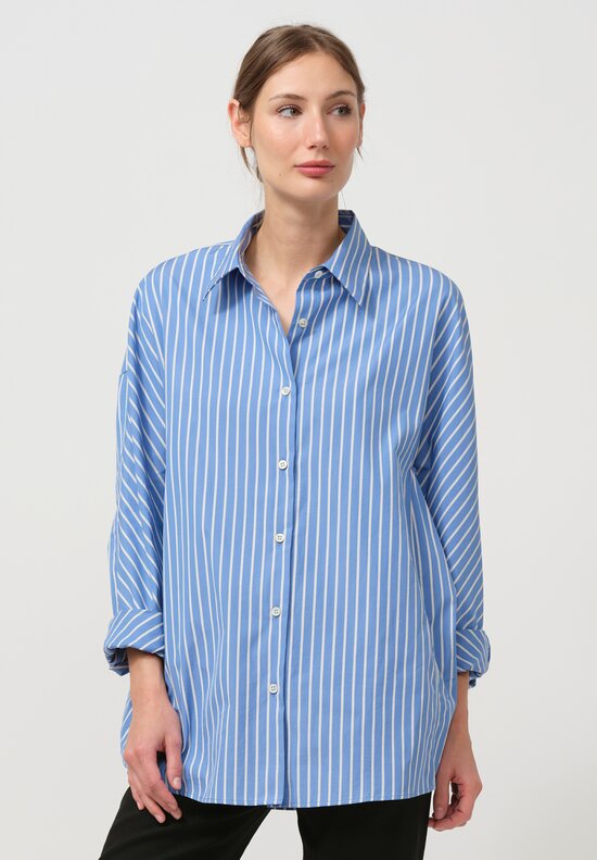 Dries Van Noten Cotton Striped Casio Shirt in Blue	